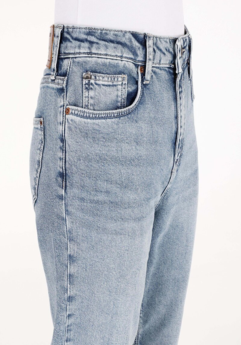 Afișați detalii pentru Pantaloni De Dama Albastru Mom Fit 896  Maria Cl1070699