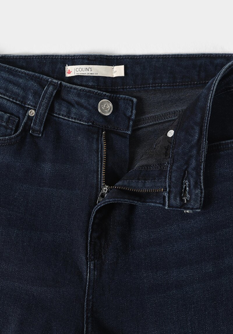 Afișați detalii pentru Skinny Fit Talie Talie Picior Îngust Blugi Indigo Închis Pentru Femei