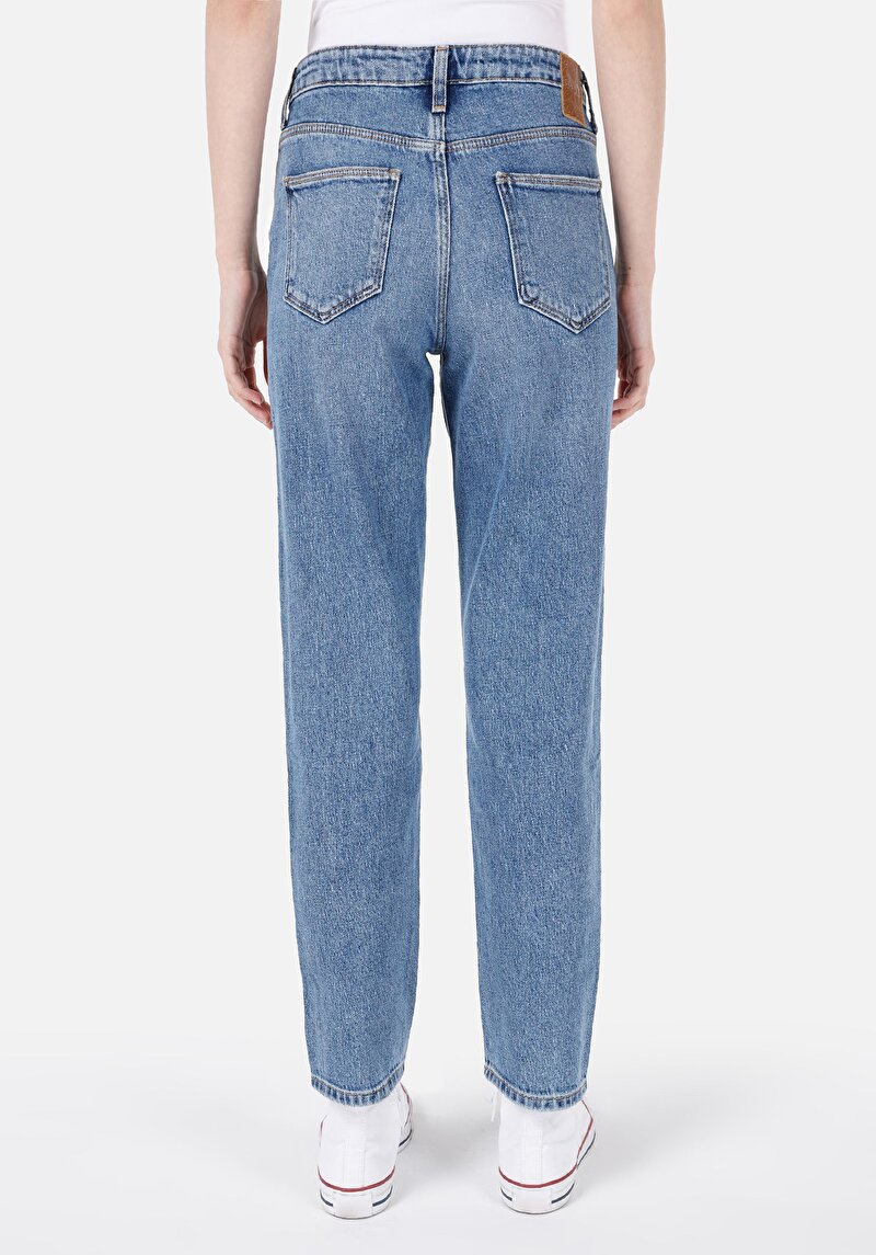 Afișați detalii pentru Mom Fit Slim Leg Blugi İndigo Pentru Femei