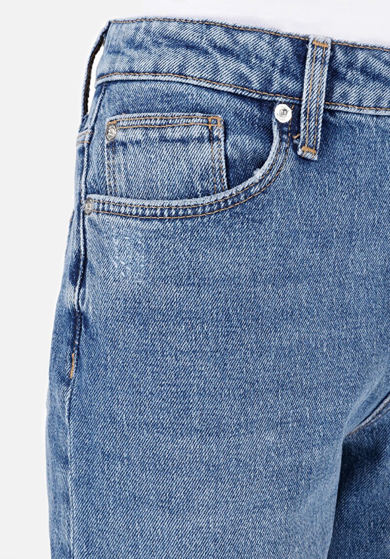 Afișați detalii pentru Mom Fit Slim Leg Blugi İndigo Pentru Femei