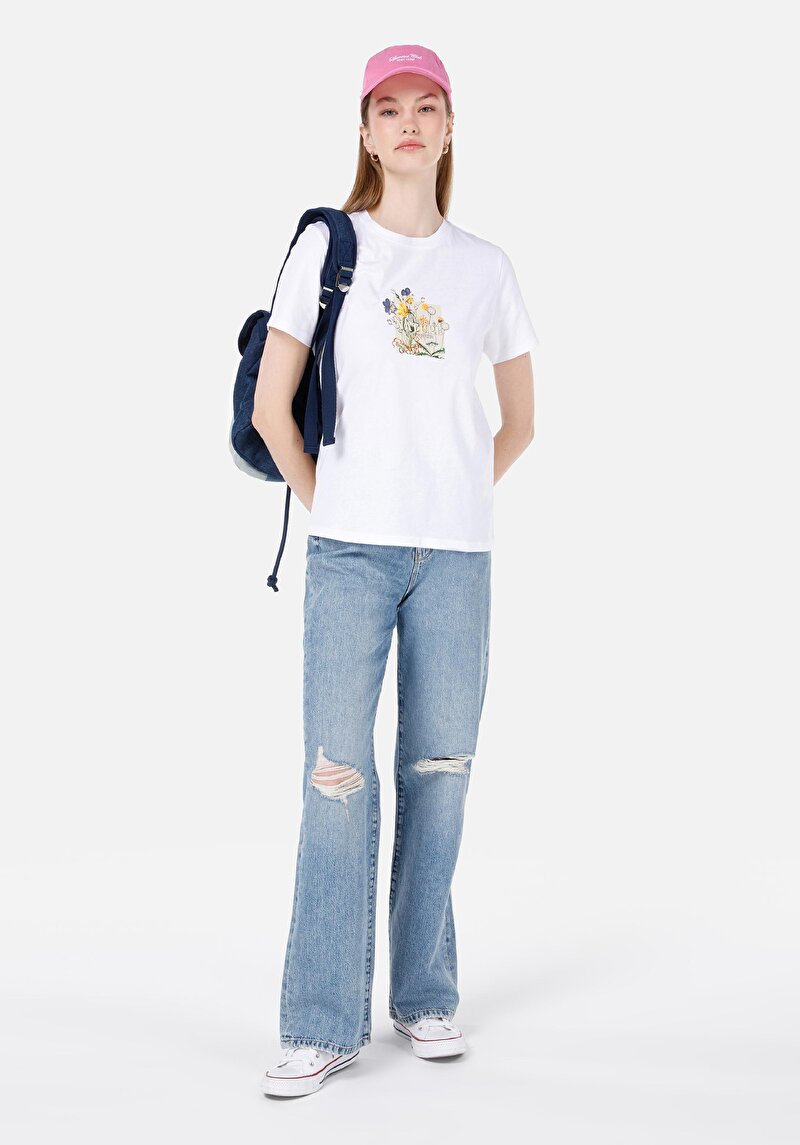 Imagine a Drept Fit Talie Ascendentă Picior Lungime Lungime Blugi Indigo Pentru Femei
