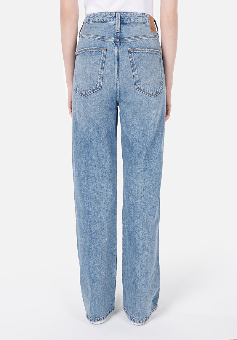 Afișați detalii pentru Drept Fit Talie Ascendentă Picior Lungime Lungime Blugi Indigo Pentru Femei