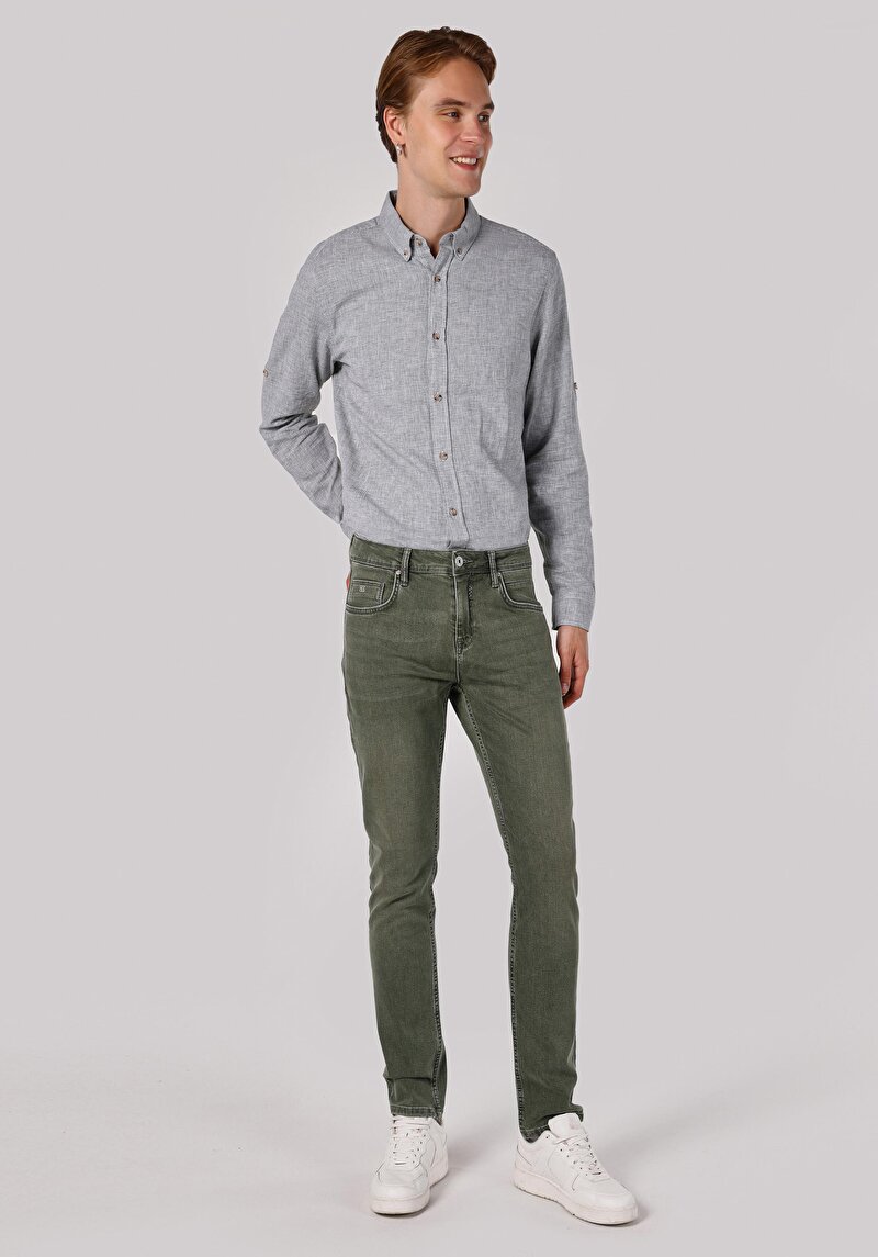 Imagine a Blugi İndigo Pentru Bărbați Cu Talie Dreaptă Cu Talie Dreaptă