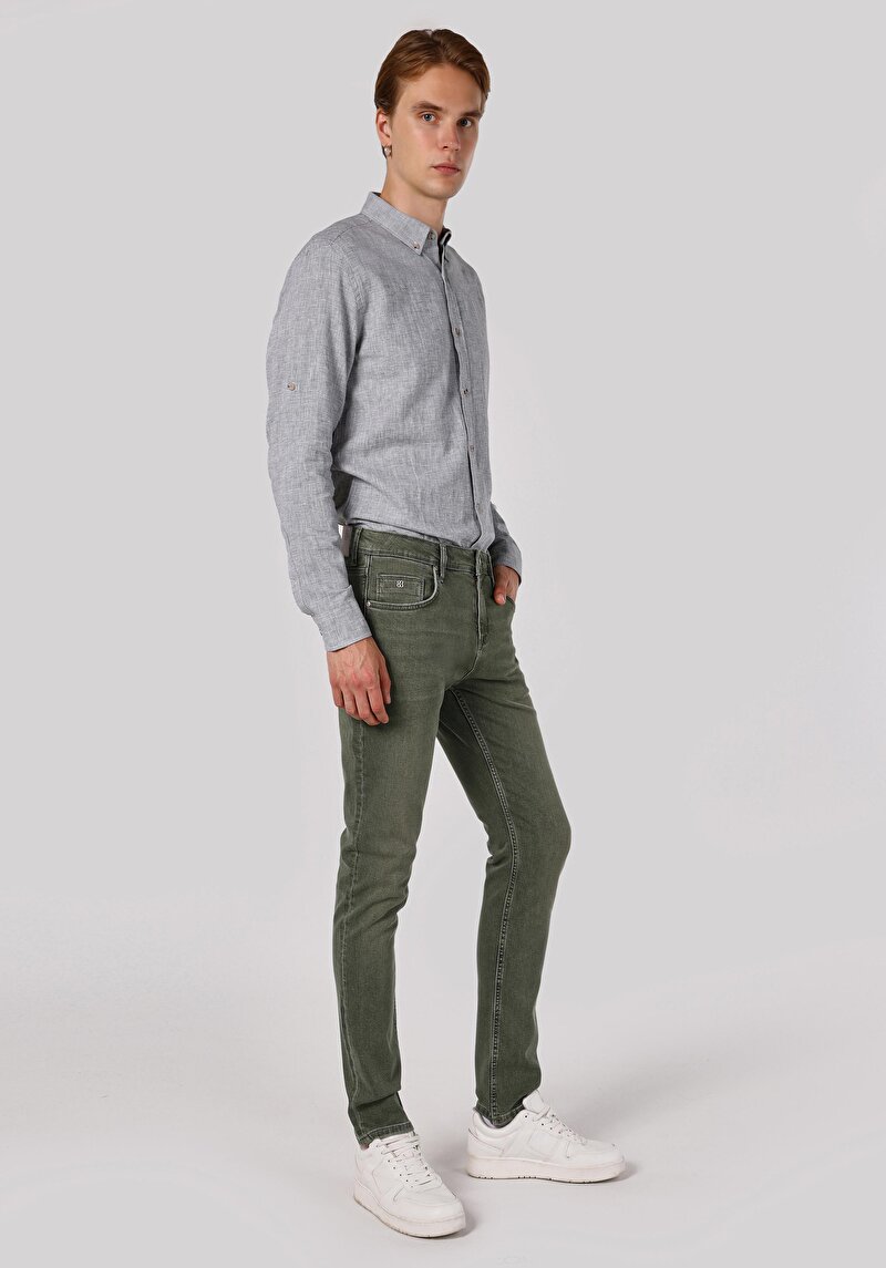 Imagine a Blugi İndigo Pentru Bărbați Cu Talie Dreaptă Cu Talie Dreaptă