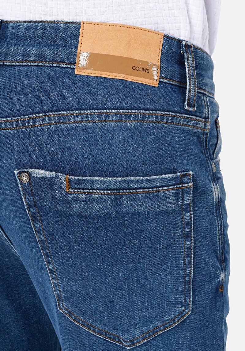 Afișați detalii pentru Skinny Fit Talie Înaltă Picior Îngust Blugi İndigo Pentru Bărbați