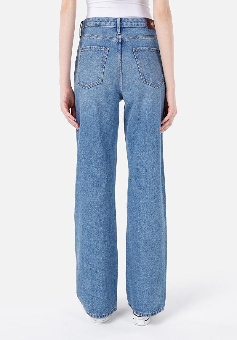 Imagine a Regular Fit Talie Înaltă Picior Larg Blugi Din Denim Pentru Femei