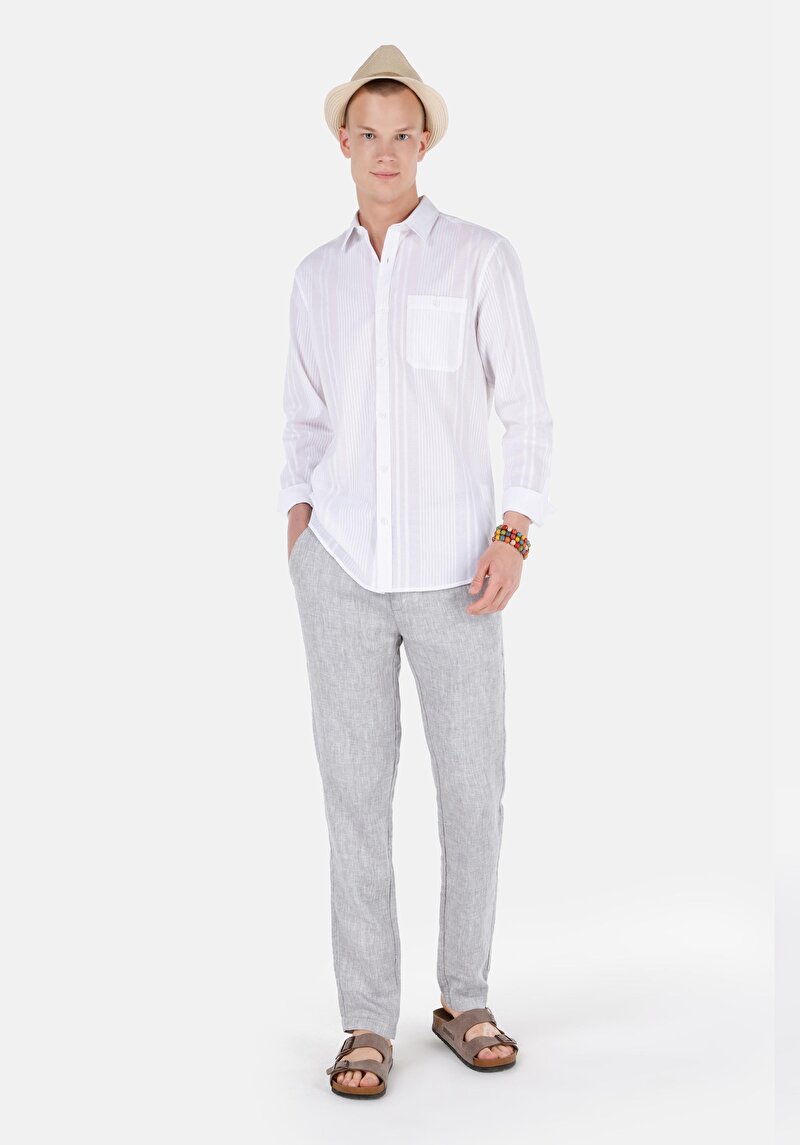 Imagine a Regular Fit Talie Medie Picior Drept Pantaloni Gri Pentru Bărbați