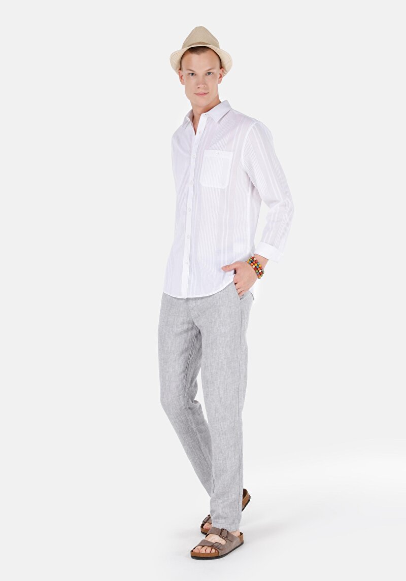 Imagine a Regular Fit Talie Medie Picior Drept Pantaloni Gri Pentru Bărbați