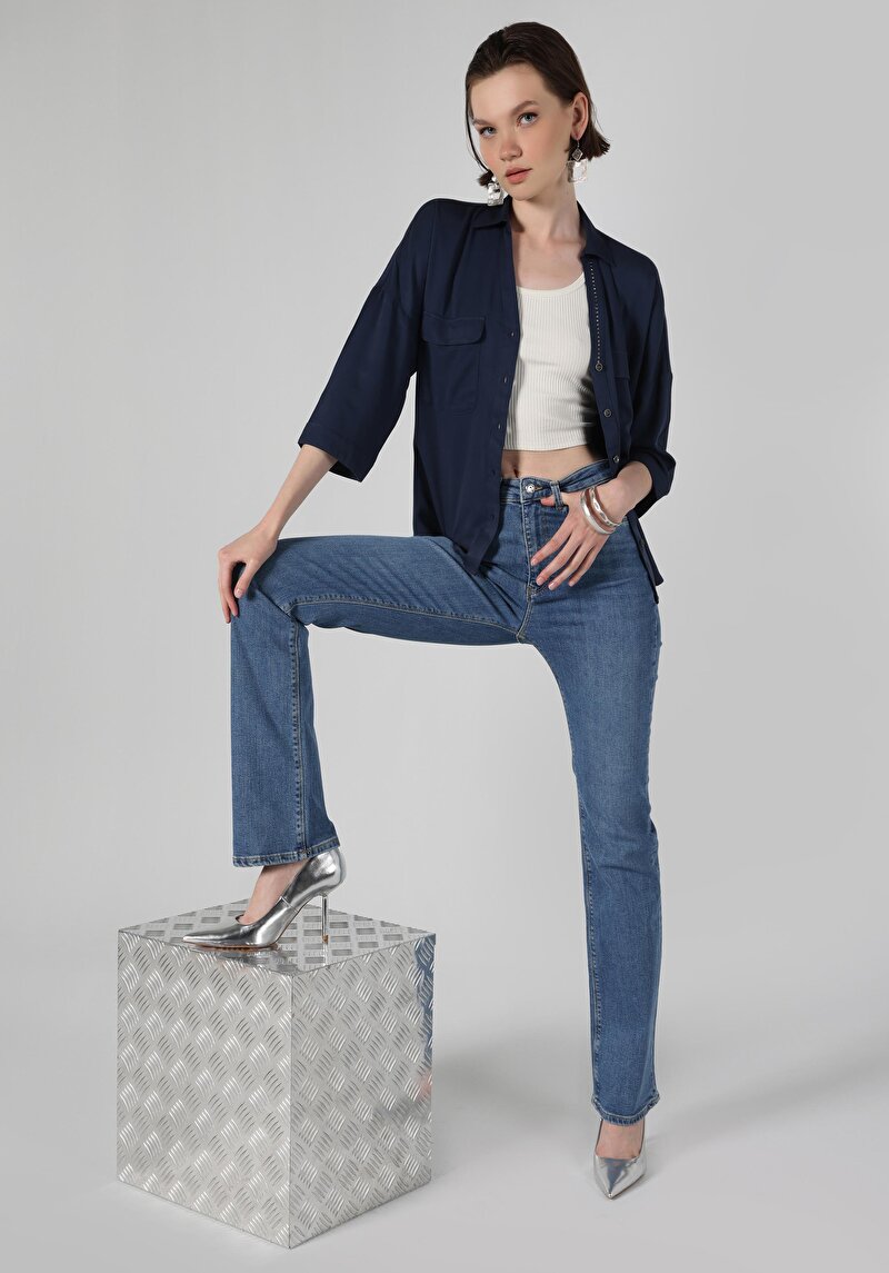 Imagine a Pantaloni De Dama Albastru Flare 797 Adel Cl1064451