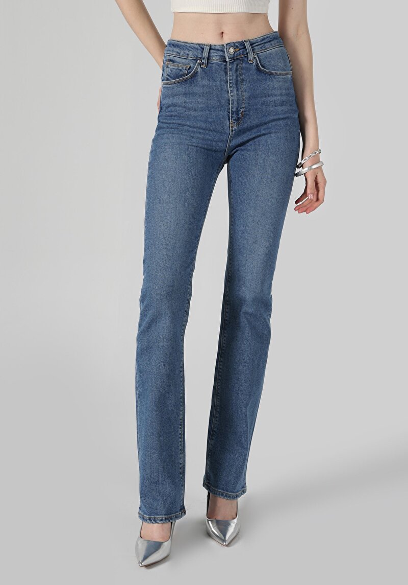 Afișați detalii pentru Pantaloni De Dama Albastru Flare 797 Adel Cl1064451