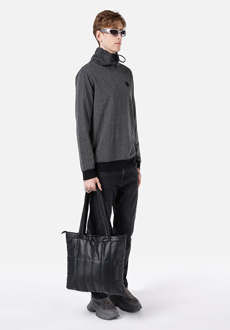 Afișați detalii pentru Tricou Cu Maneca Lunga De Barbati Negru Regular Fit  Cl1064825