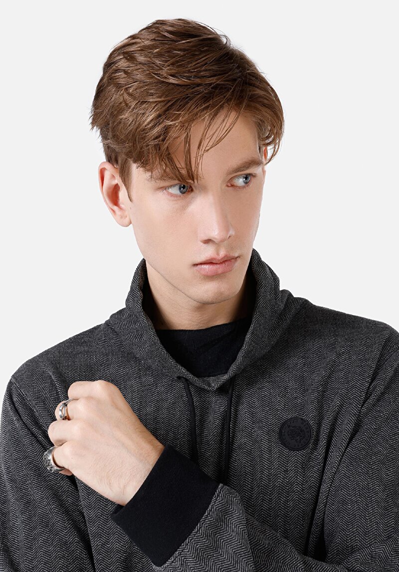 Afișați detalii pentru Tricou Cu Maneca Lunga De Barbati Negru Regular Fit  Cl1064825