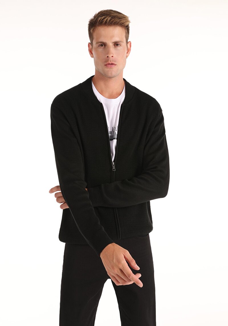 Imagine a Cardigan De Barbati Negru Regular Fit  Cl1064848