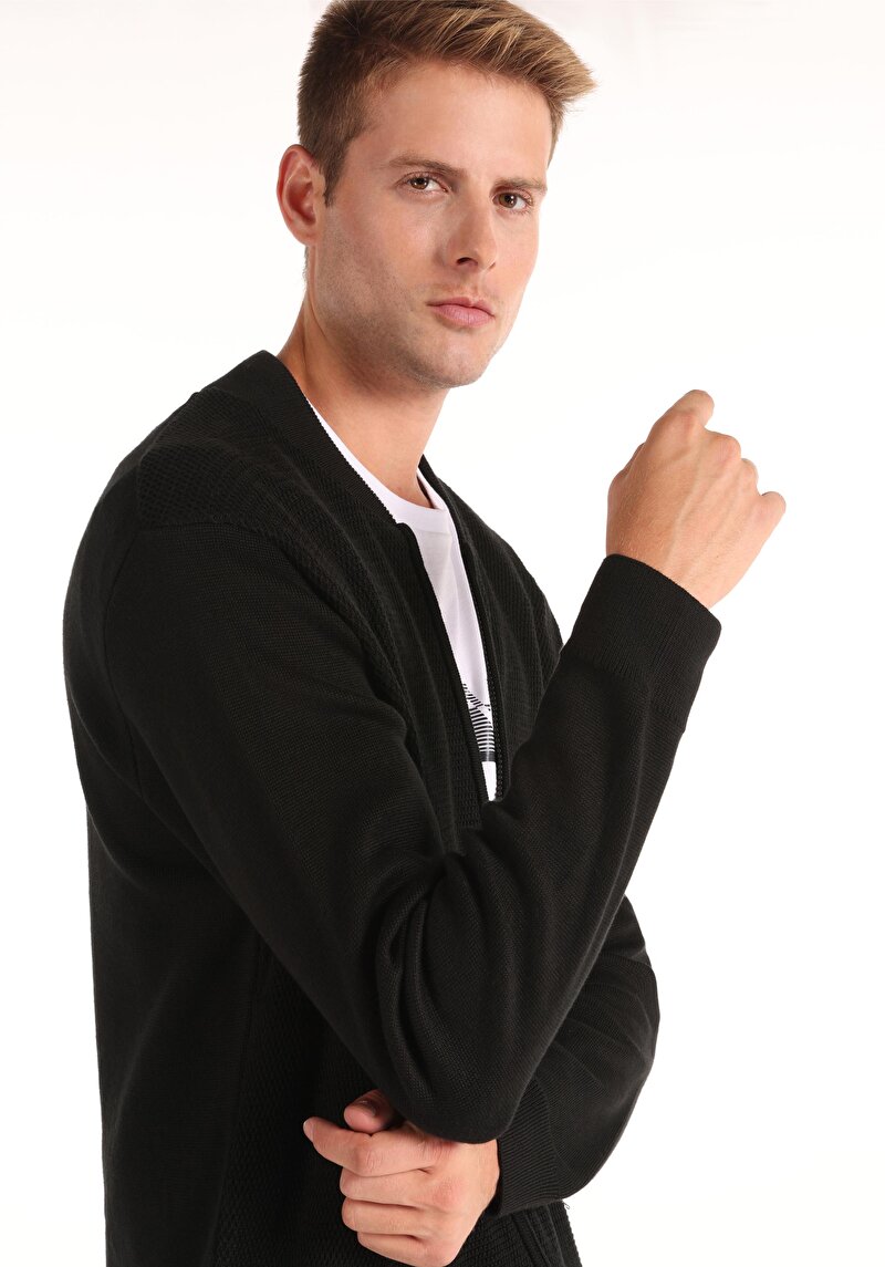 Afișați detalii pentru Cardigan De Barbati Negru Regular Fit  Cl1064848