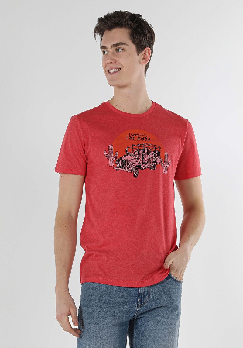 Imagine a Tricou Cu Maneca Scurta De Barbati Roşu Regular Fit  Cl1058666