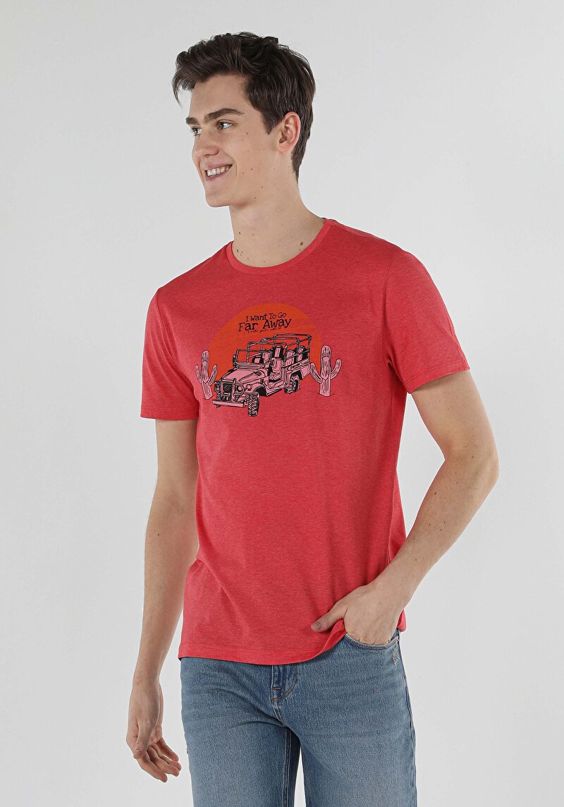 Imagine a Tricou Cu Maneca Scurta De Barbati Roşu Regular Fit Cl1058666