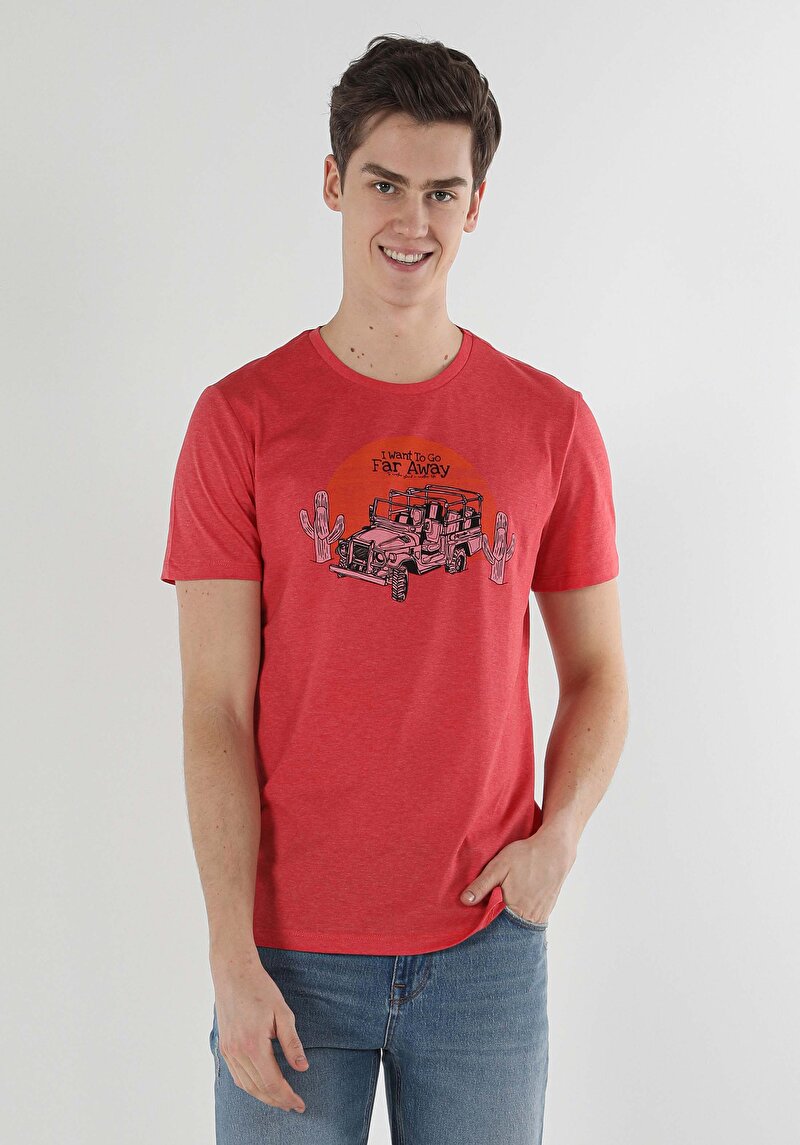 Imagine a Tricou Cu Maneca Scurta De Barbati Roşu Regular Fit  Cl1058666