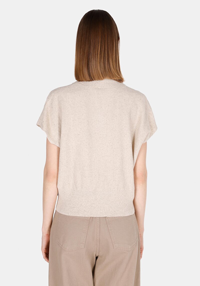 Imagine a Pulover Cu Mâneci Scurte De Dama Bej Regular Fit Cl1073130