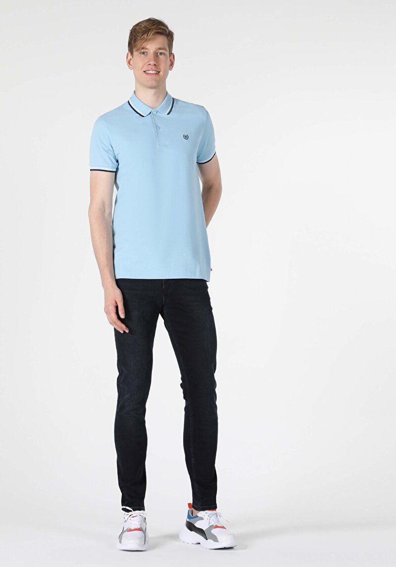 Imagine a Tricou Polo Cu Maneca Scurta De Barbati Albastru Classic Fit Cl1026617