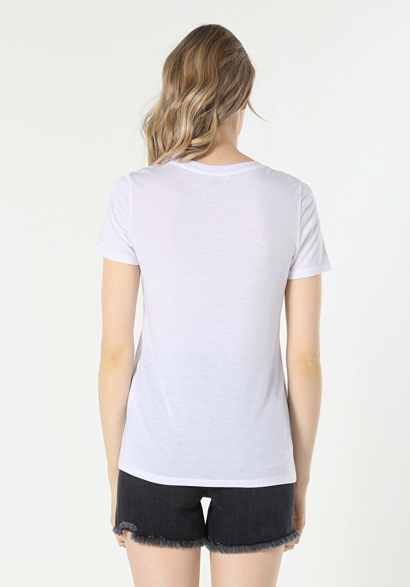 Imagine a Tricou Cu Maneca Scurta De Dama Alb Regular Fit Cl1058992