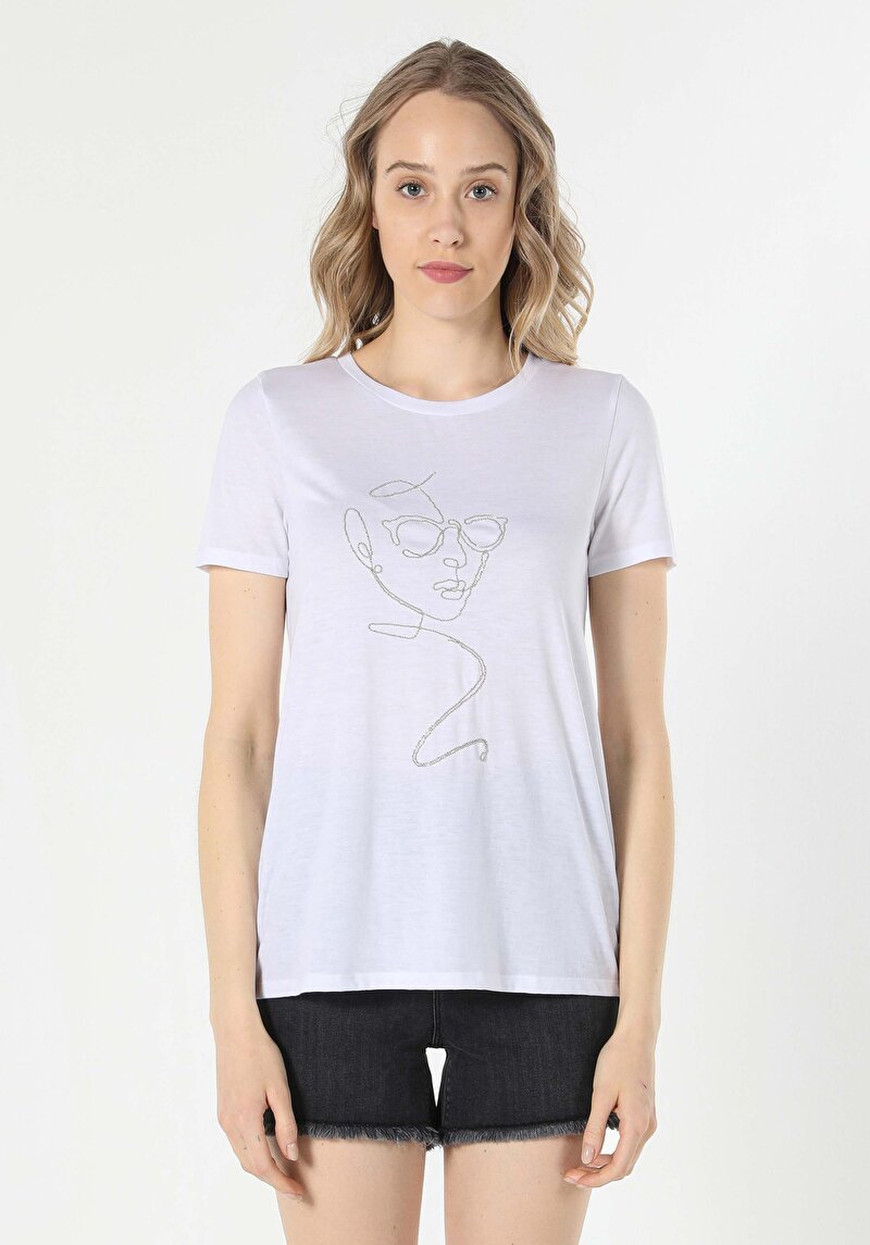 Afișați detalii pentru Tricou Cu Maneca Scurta De Dama Alb Regular Fit  Cl1058992