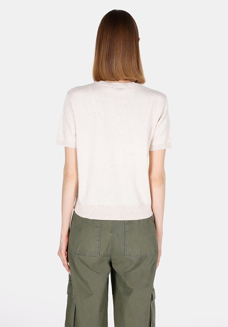 Imagine a Pulover Cu Mâneci Scurte De Dama Ecru Regular Fit Cl1073485