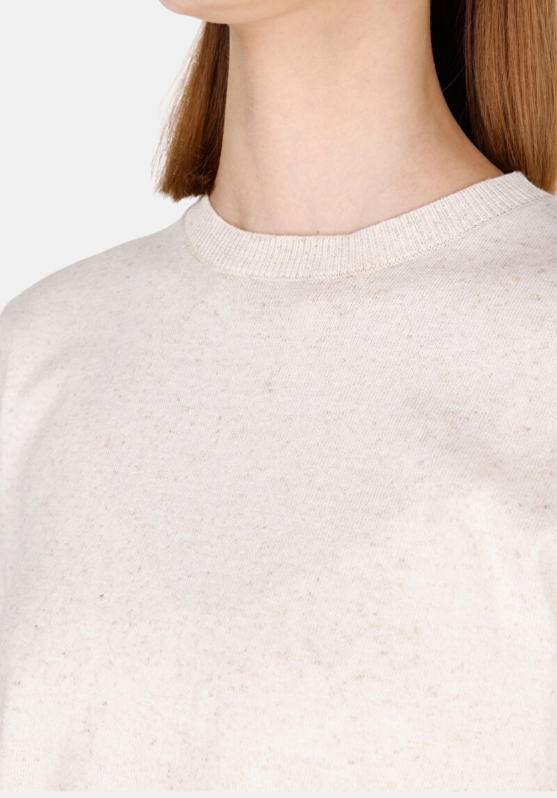 Imagine a Pulover Cu Mâneci Scurte De Dama Ecru Regular Fit Cl1073485