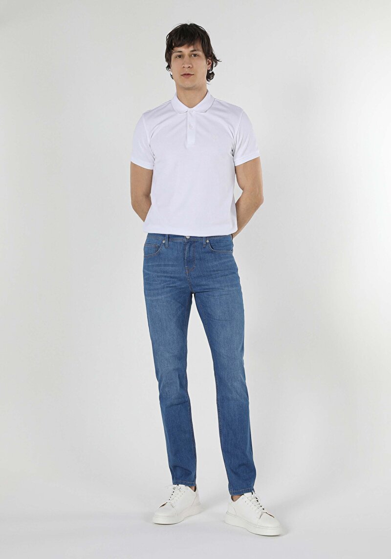 Imagine a Pantaloni De Barbati Albastru Straight Fit 044 Karl Cl1042817