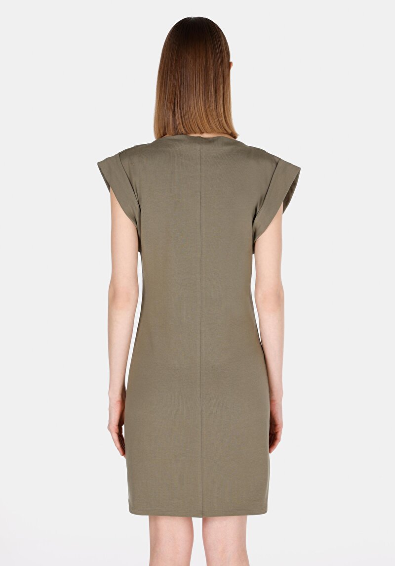 Afișați detalii pentru Rochie Slim Fit Dreaptă Pentru Femei Cu Mânecă Scurtă Verde