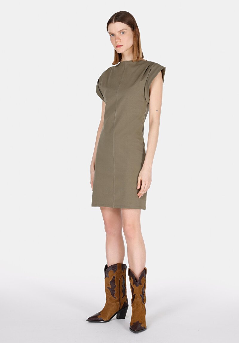 Afișați detalii pentru Rochie Slim Fit Dreaptă Pentru Femei Cu Mânecă Scurtă Verde