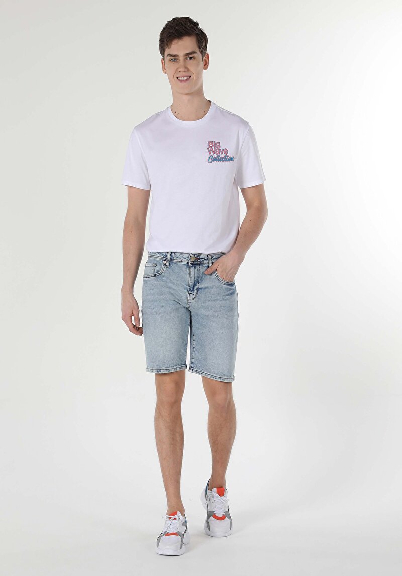 Imagine a Short / Pantaloni Scurti De Barbati Albastru Straight Fit 044 Karl Cl1059345