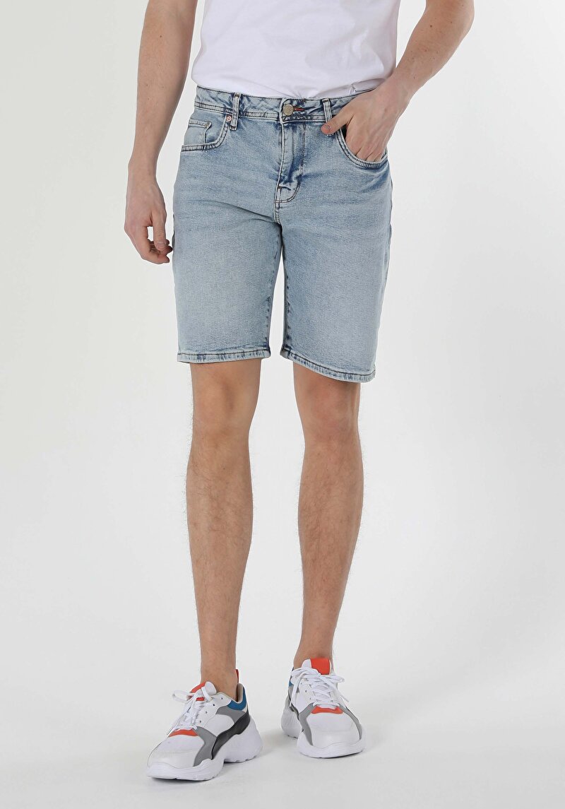 Afișați detalii pentru Short / Pantaloni Scurti De Barbati Albastru Straight Fit 044 Karl Cl1059345