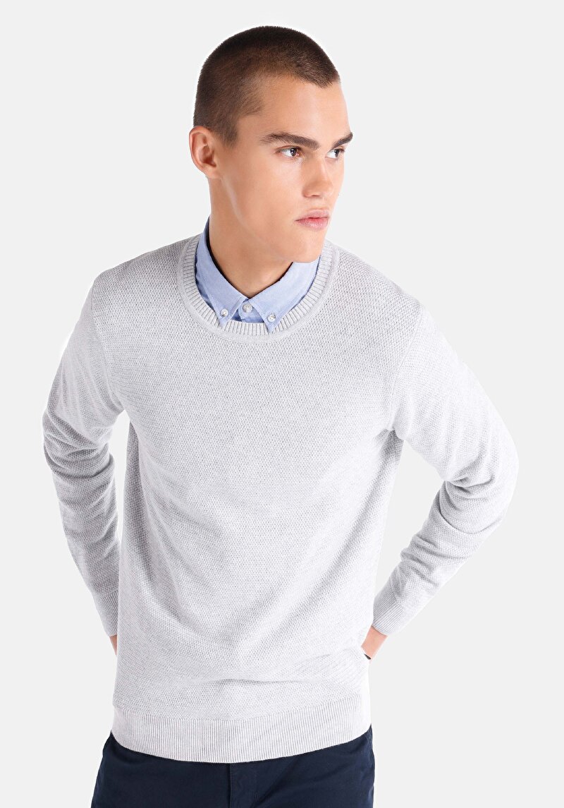 Imagine a Pulover De Barbati Alb Regular Fit  Cl1046786