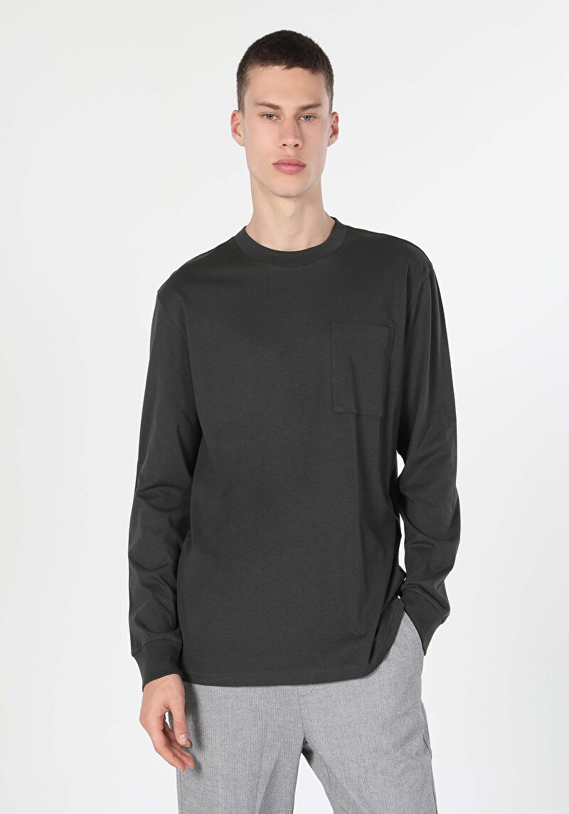 Imagine a Tricou Cu Maneca Lunga De Barbati Antracit Comfort Fit  Cl1059666