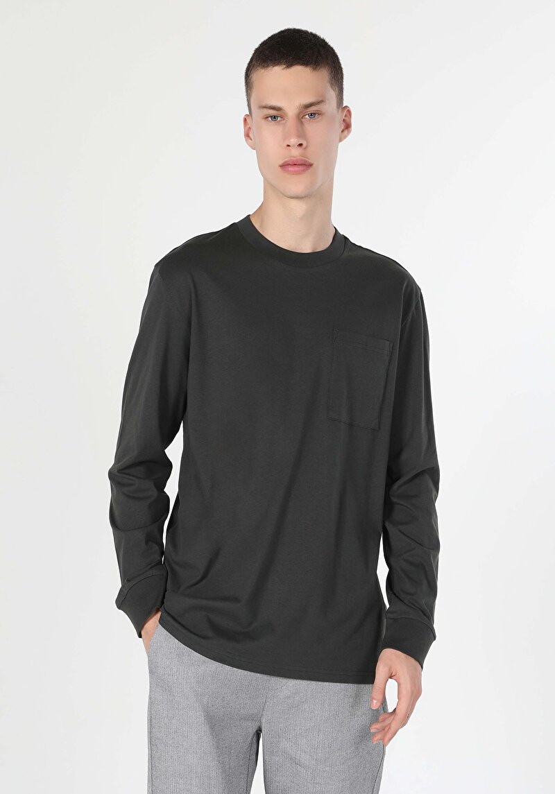 Afișați detalii pentru Tricou Cu Maneca Lunga De Barbati Antracit Comfort Fit  Cl1059666