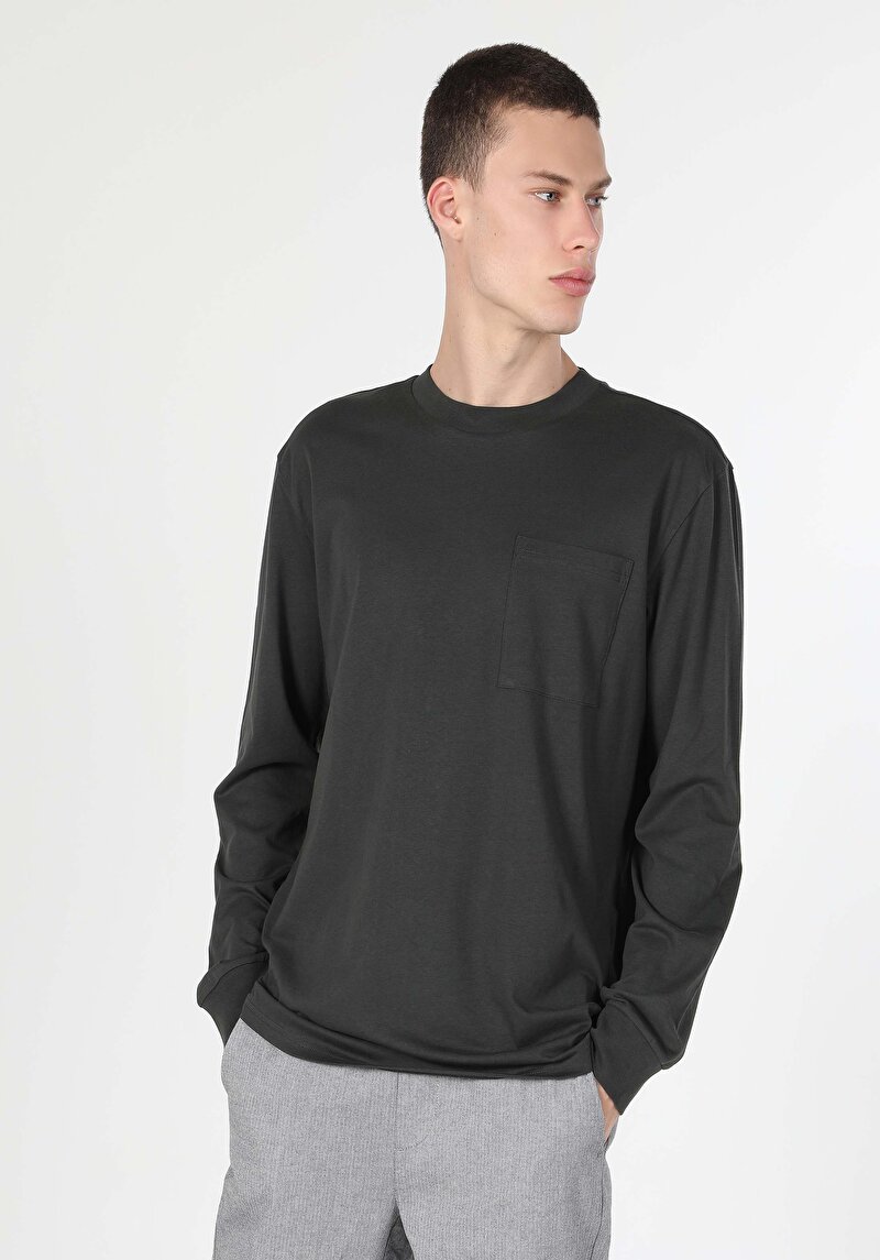 Afișați detalii pentru Tricou Cu Maneca Lunga De Barbati Antracit Comfort Fit  Cl1059666