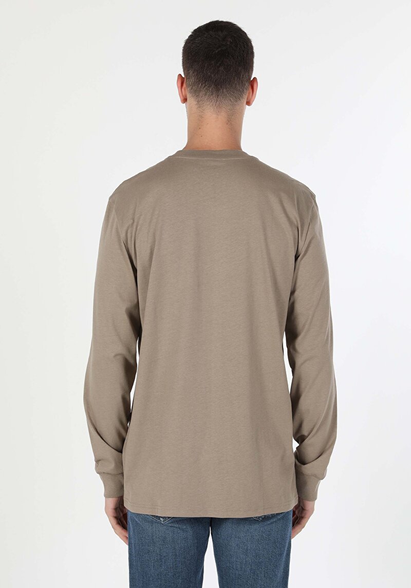 Afișați detalii pentru Tricou Cu Maneca Lunga De Barbati Bej Comfort Fit  Cl1059666