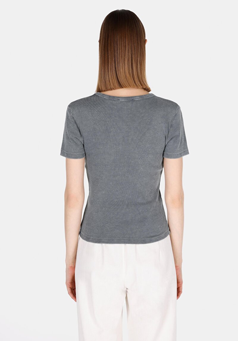 Imagine a Bluza Cu Maneca Scurta De Dama Antracit Slim Fit Cl1073924