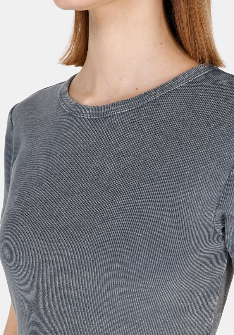 Afișați detalii pentru Bluza Cu Maneca Scurta De Dama Antracit Slim Fit  Cl1073924