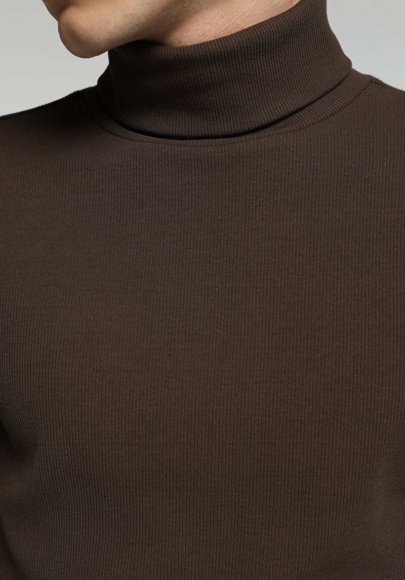 Imagine a Tricou Cu Maneca Lunga De Barbati Maro Slim Fit  Cl1049854