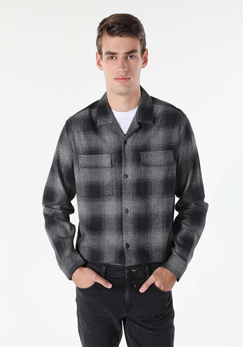 Afișați detalii pentru Camasa Cu Maneca Lunga De Barbati Negru   Cl1049917