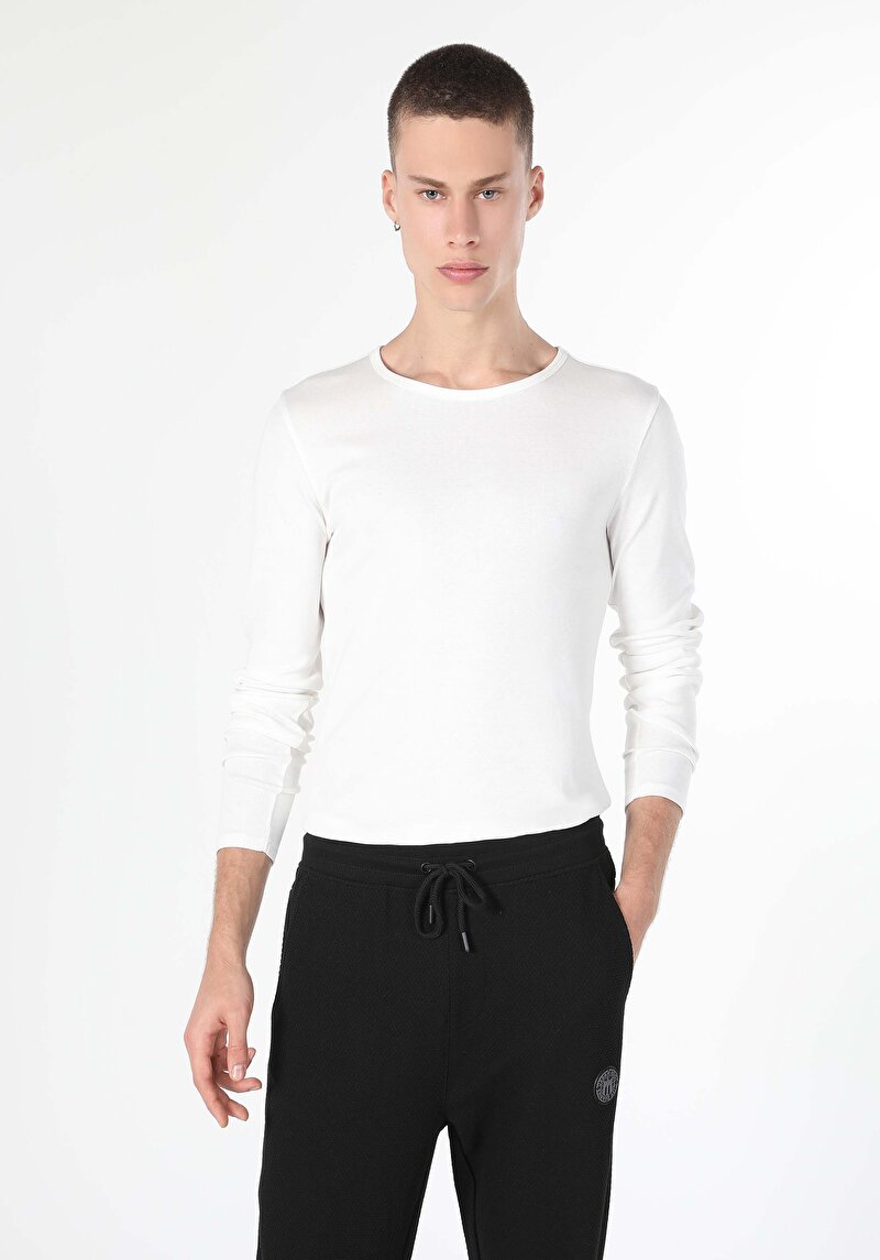 Imagine a Tricou Cu Maneca Lunga De Barbati Alb Slim Fit Cl1051052