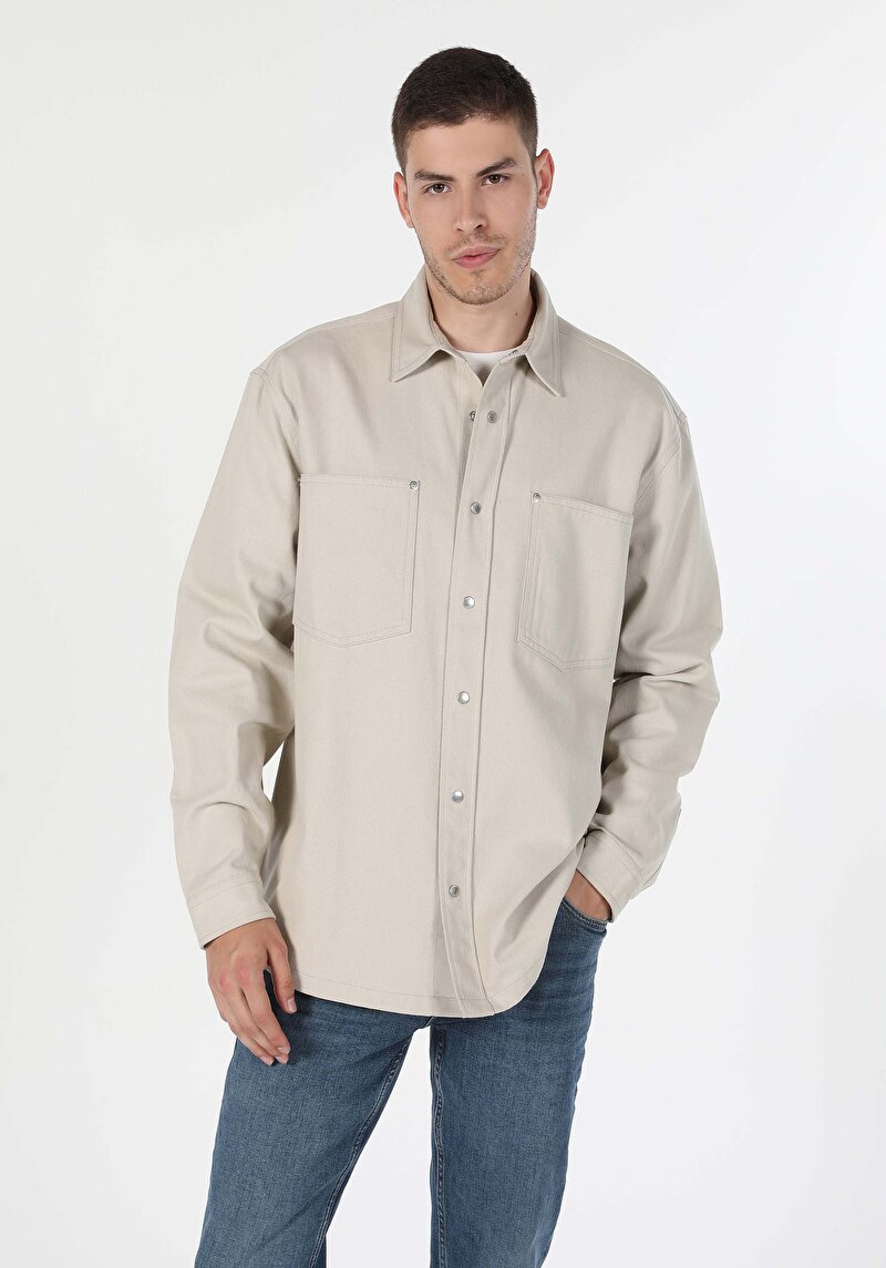 Imagine a Camasa Cu Maneca Lunga De Barbati Bej Comfort Fit  Cl1059808