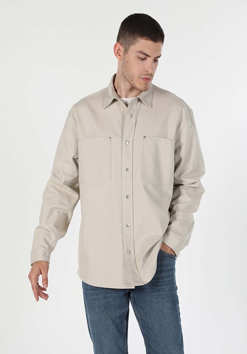 Imagine a Camasa Cu Maneca Lunga De Barbati Bej Comfort Fit Cl1059808
