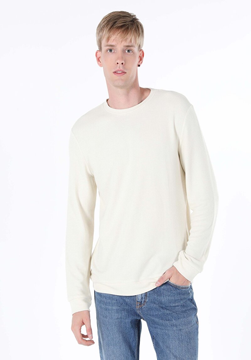 Imagine a Tricou Cu Maneca Lunga De Barbati Bej Regular Fit  Cl1059906