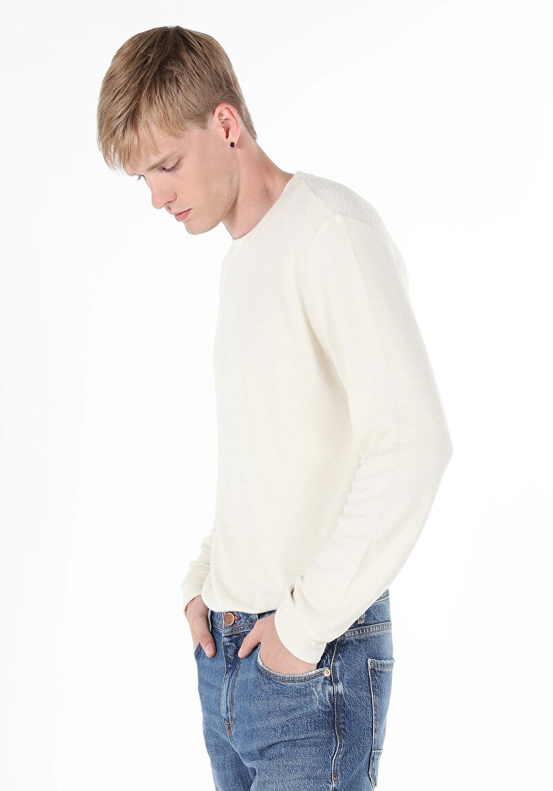 Afișați detalii pentru Tricou Cu Maneca Lunga De Barbati Bej Regular Fit  Cl1059906