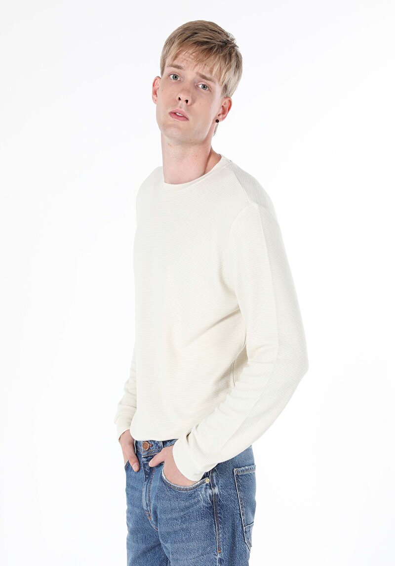 Afișați detalii pentru Tricou Cu Maneca Lunga De Barbati Bej Regular Fit  Cl1059906