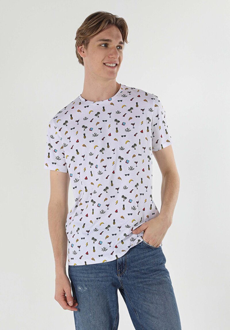 Imagine a Tricou Cu Maneca Scurta De Barbati Alb Regular Fit Cl1054892