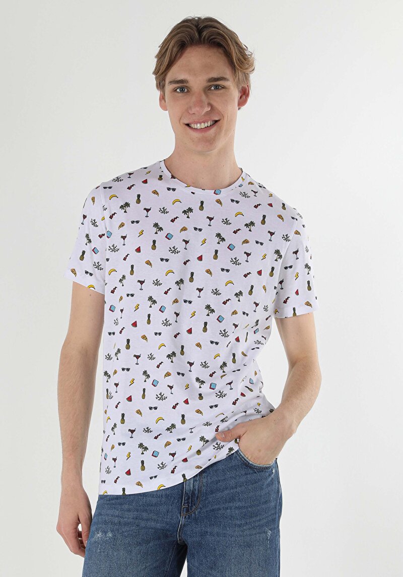 Imagine a Tricou Cu Maneca Scurta De Barbati Alb Regular Fit  Cl1054892