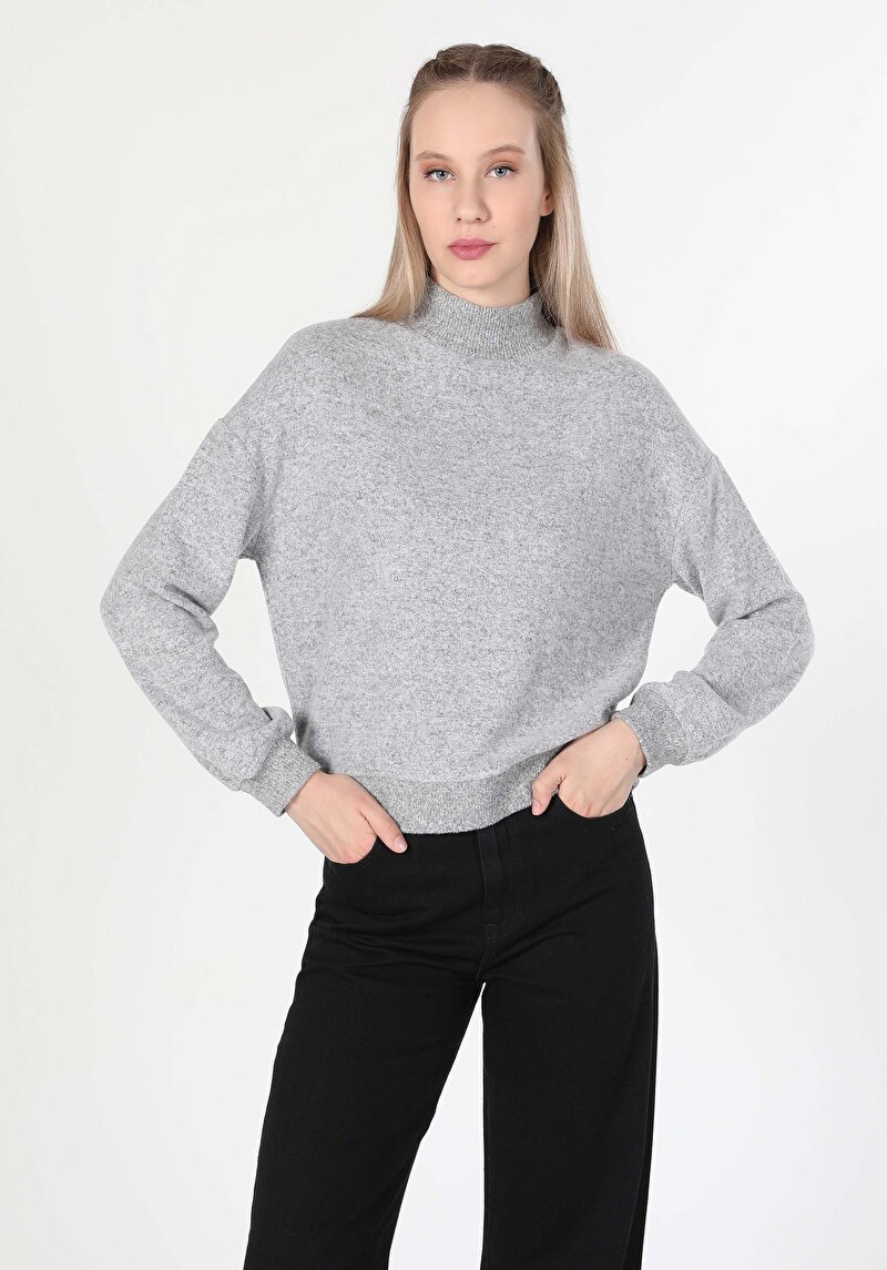 Imagine a Tricou Cu Maneca Lunga De Dama Gri Regular Fit  Cl1055475